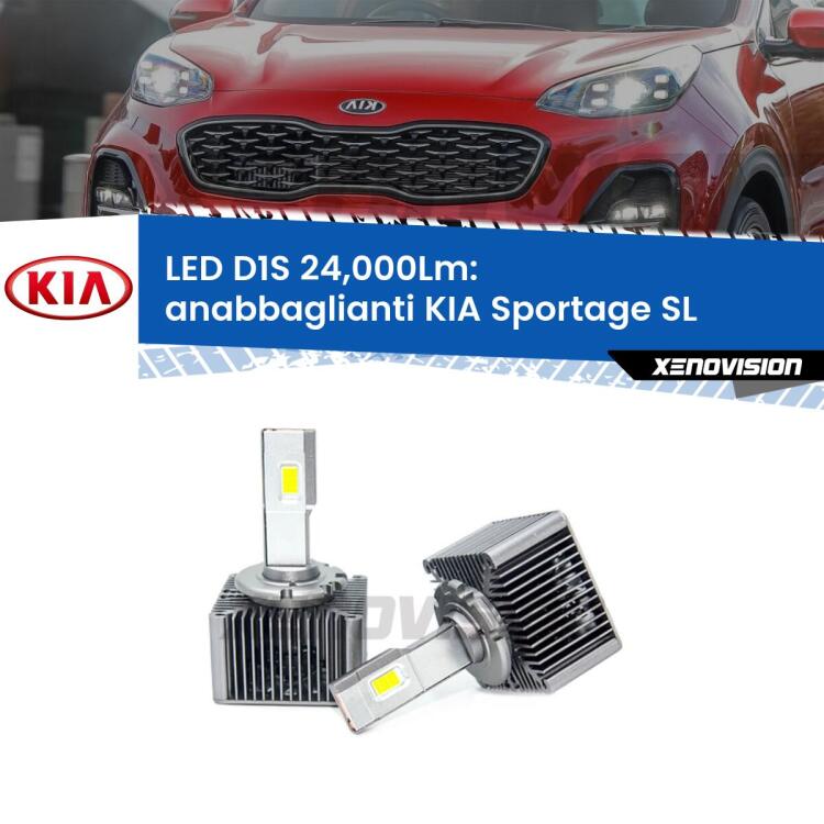0 Anabbaglianti LED D1S 24,000Lm per KIA Sportage SL 2010 - 2014 <strong>Lampade conversione a LED specifiche per KIA Sportage</strong> SL 2010 - 2014 con fari D1S xenon di serie. Lampade Canbus da 24.000Lumen, Qualità Massima.