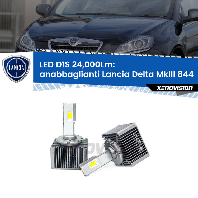 <strong>Lampade conversione a LED specifiche per Lancia Delta MkIII</strong> 844 2008 - 2014 con fari D1S xenon di serie. Lampade Canbus da 24.000Lumen, Qualità Massima.