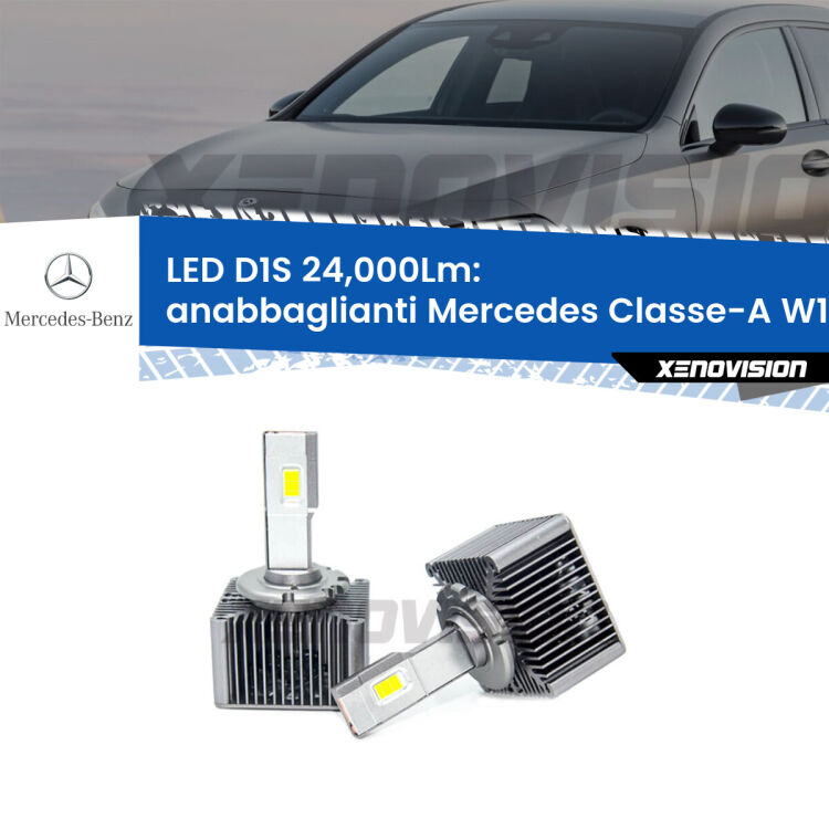 <strong>Lampade conversione a LED specifiche per Mercedes Classe-A</strong> W176 2012 - 2018 con fari D1S xenon di serie. Lampade Canbus da 24.000Lumen, Qualità Massima.