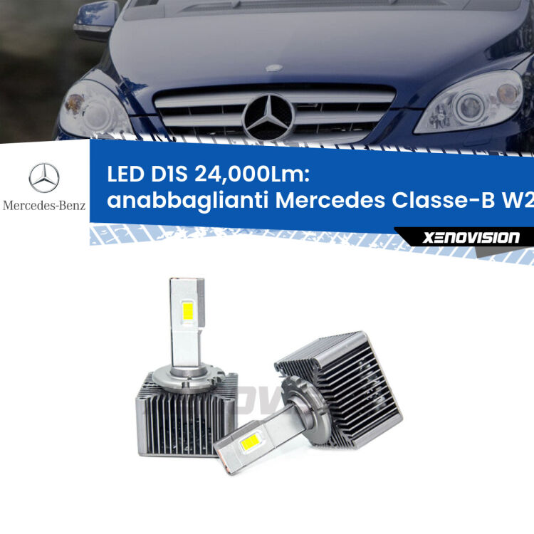 <strong>Lampade conversione a LED specifiche per Mercedes Classe-B</strong> W245 2005 - 2011 con fari D1S xenon di serie. Lampade Canbus da 24.000Lumen, Qualità Massima.