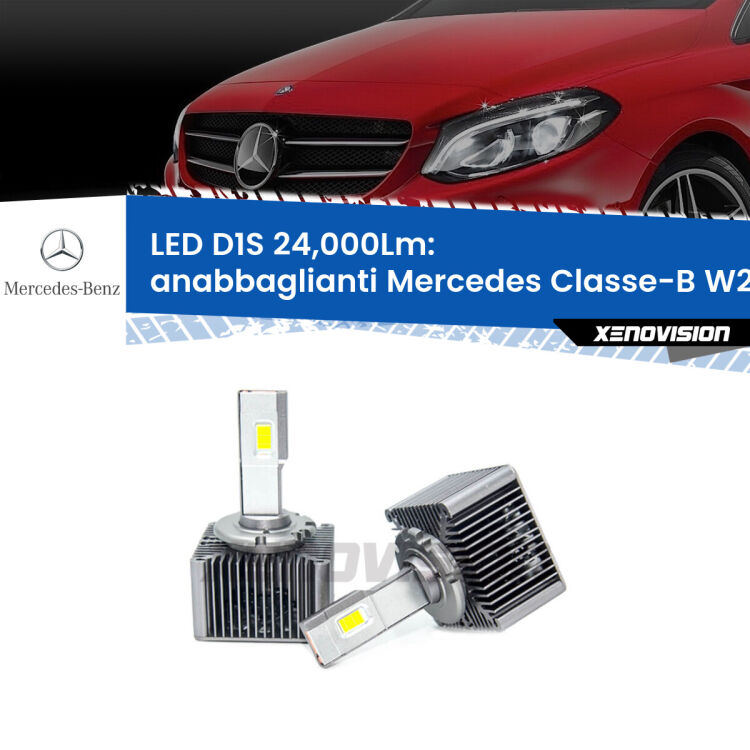 <strong>Lampade conversione a LED specifiche per Mercedes Classe-B</strong> W246, W242 2011 - 2018 con fari D1S xenon di serie. Lampade Canbus da 24.000Lumen, Qualità Massima.