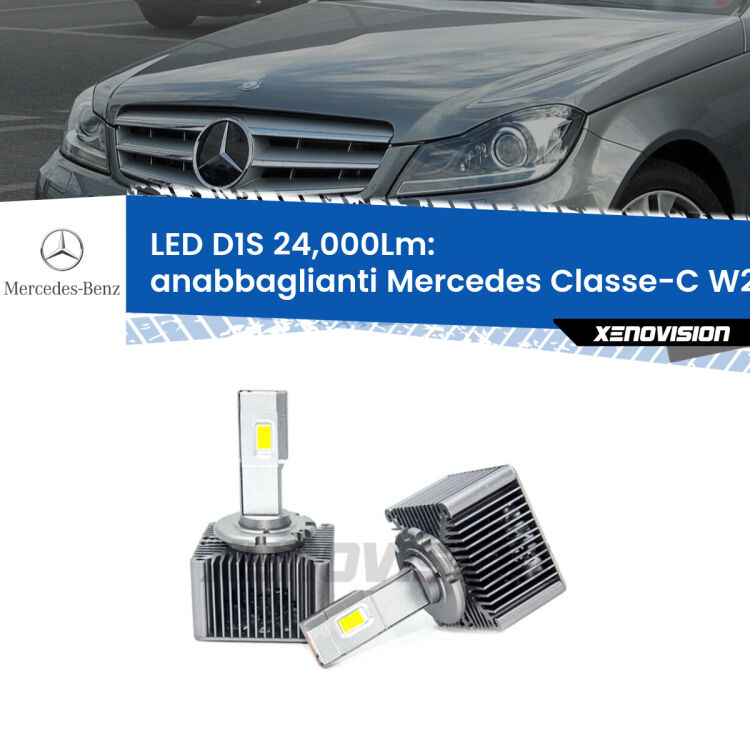 <strong>Lampade conversione a LED specifiche per Mercedes Classe-C</strong> W204 2007 - 2014 con fari D1S xenon di serie. Lampade Canbus da 24.000Lumen, Qualità Massima.