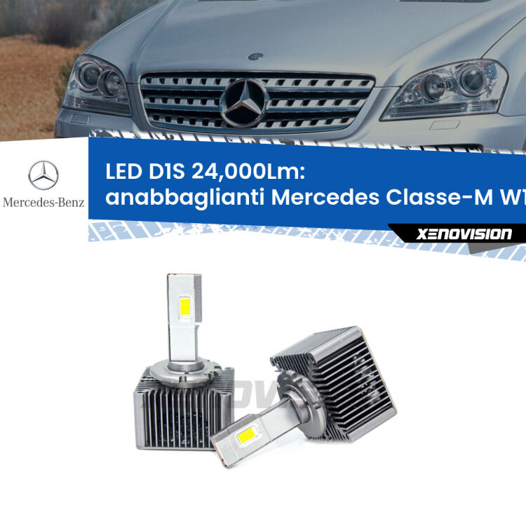 Anabbaglianti LED D1S 24,000Lm per Mercedes Classe-M W164 2007 - 2011 <strong>Lampade conversione a LED specifiche per Mercedes Classe-M</strong> W164 2007 - 2011 con fari D1S xenon di serie. Lampade Canbus da 24.000Lumen, Qualità Massima.