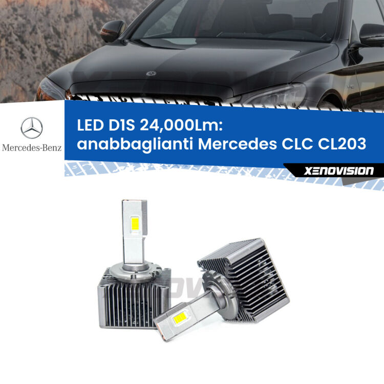 Anabbaglianti LED D1S 24,000Lm per Mercedes CLC CL203 2008 - 2011 <strong>Lampade conversione a LED specifiche per Mercedes CLC</strong> CL203 2008 - 2011 con fari D1S xenon di serie. Lampade Canbus da 24.000Lumen, Qualità Massima.