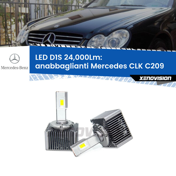 <strong>Lampade conversione a LED specifiche per Mercedes CLK</strong> C209 2002 - 2009 con fari D1S xenon di serie. Lampade Canbus da 24.000Lumen, Qualità Massima.