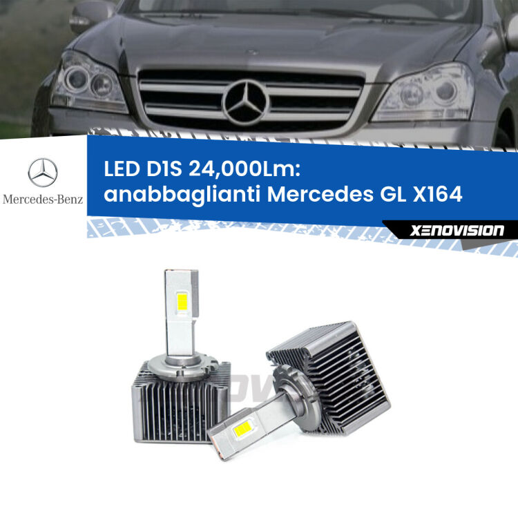 <strong>Lampade conversione a LED specifiche per Mercedes GL</strong> X164 2006 - 2012 con fari D1S xenon di serie. Lampade Canbus da 24.000Lumen, Qualità Massima.