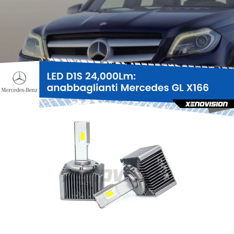 <strong>Lampade conversione a LED specifiche per Mercedes GL</strong> X166 2012 - 2015 con fari D1S xenon di serie. Lampade Canbus da 24.000Lumen, Qualità Massima.
