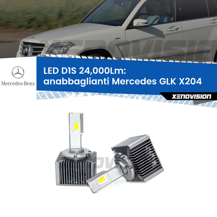 <strong>Lampade conversione a LED specifiche per Mercedes GLK</strong> X204 2008 - 2015 con fari D1S xenon di serie. Lampade Canbus da 24.000Lumen, Qualità Massima.
