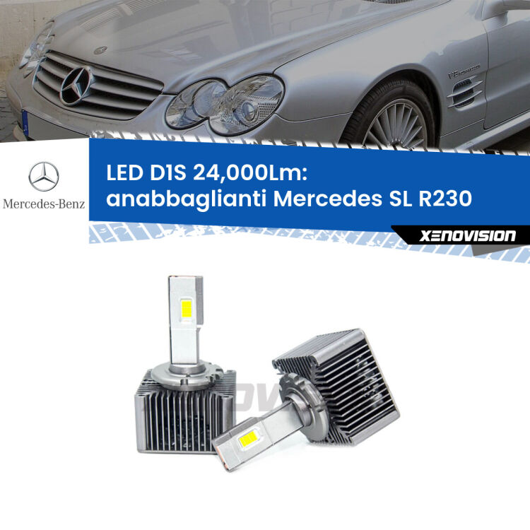 <strong>Lampade conversione a LED specifiche per Mercedes SL</strong> R230 2009 - 2012 con fari D1S xenon di serie. Lampade Canbus da 24.000Lumen, Qualità Massima.