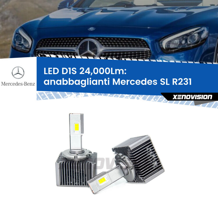 <strong>Lampade conversione a LED specifiche per Mercedes SL</strong> R231 2012 in poi con fari D1S xenon di serie. Lampade Canbus da 24.000Lumen, Qualità Massima.