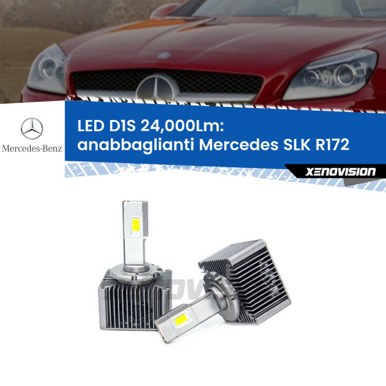 Anabbaglianti LED D1S 24,000Lm per Mercedes SLK R172 2011 in poi <strong>Lampade conversione a LED specifiche per Mercedes SLK</strong> R172 2011 in poi con fari D1S xenon di serie. Lampade Canbus da 24.000Lumen, Qualità Massima.