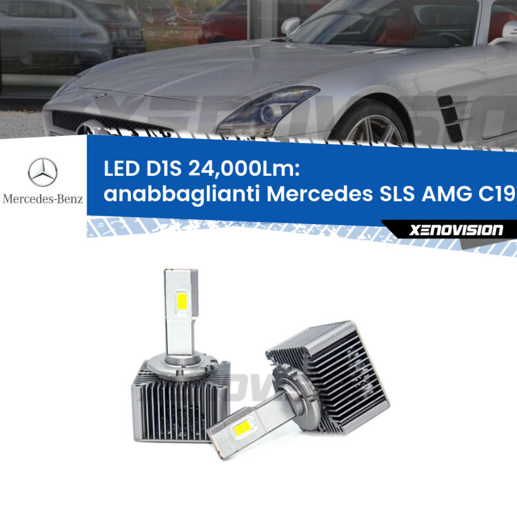 <strong>Lampade conversione a LED specifiche per Mercedes SLS AMG</strong> C197 2010 in poi con fari D1S xenon di serie. Lampade Canbus da 24.000Lumen, Qualità Massima.