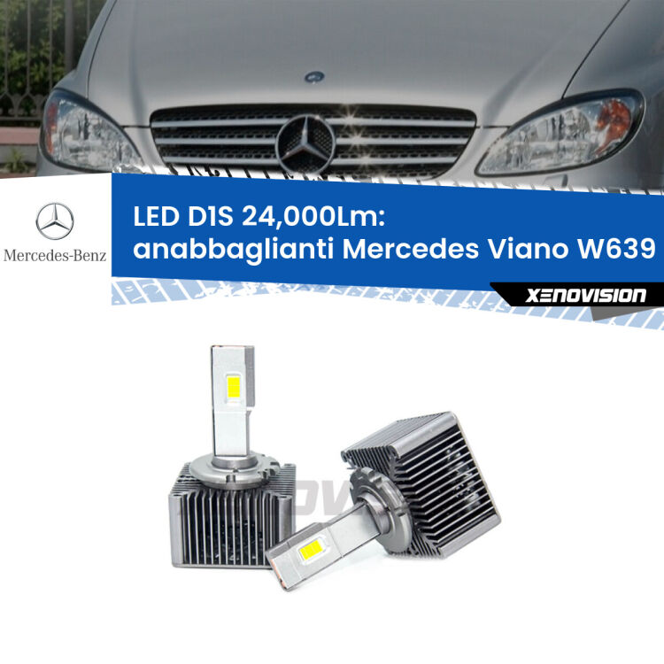 Anabbaglianti LED D1S 24,000Lm per Mercedes Viano W639 2003 - 2007 <strong>Lampade conversione a LED specifiche per Mercedes Viano</strong> W639 2003 - 2007 con fari D1S xenon di serie. Lampade Canbus da 24.000Lumen, Qualità Massima.