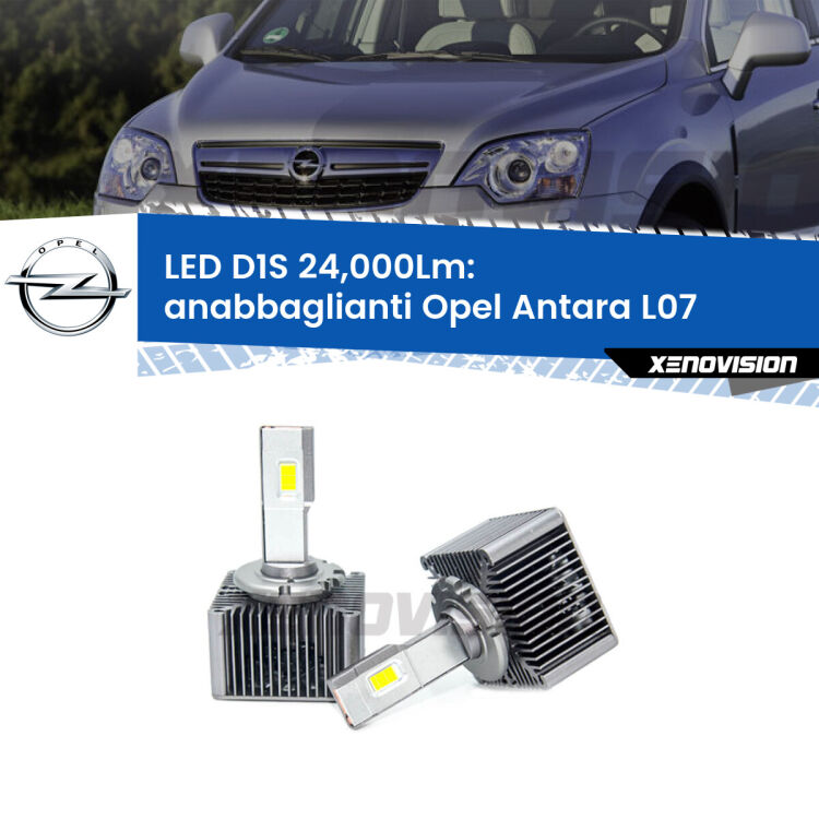 <strong>Lampade conversione a LED specifiche per Opel Antara</strong> L07 2006 - 2015 con fari D1S xenon di serie. Lampade Canbus da 24.000Lumen, Qualità Massima.