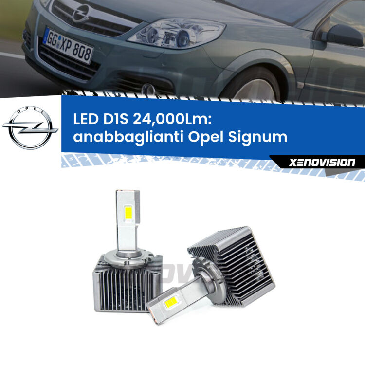 <strong>Lampade conversione a LED specifiche per Opel Signum</strong>  2006 - 2008 con fari D1S xenon di serie. Lampade Canbus da 24.000Lumen, Qualità Massima.