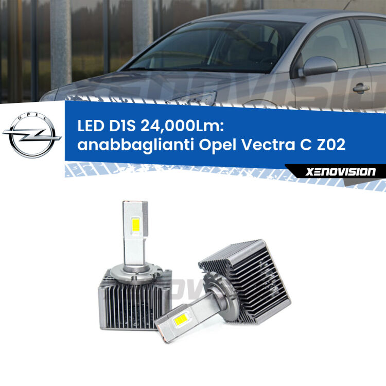 Anabbaglianti LED D1S 24,000Lm per Opel Vectra C Z02 2006 - 2010 <strong>Lampade conversione a LED specifiche per Opel Vectra C</strong> Z02 2006 - 2010 con fari D1S xenon di serie. Lampade Canbus da 24.000Lumen, Qualità Massima.