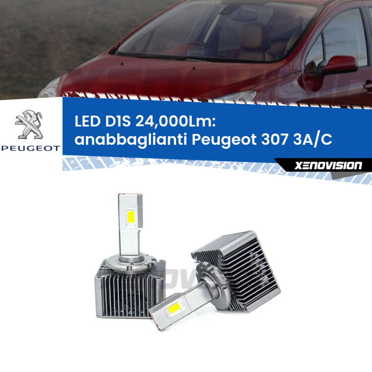 0 Anabbaglianti LED D1S 24,000Lm per Peugeot 307 3A/C 2000 - 2009 <strong>Lampade conversione a LED specifiche per Peugeot 307</strong> 3A/C 2000 - 2009 con fari D1S xenon di serie. Lampade Canbus da 24.000Lumen, Qualità Massima.