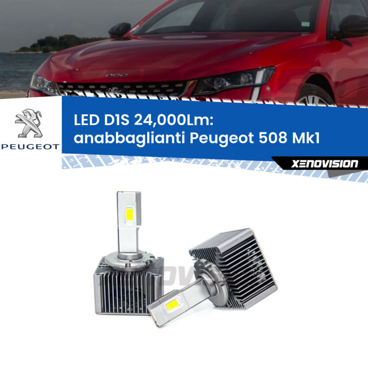 <strong>Lampade conversione a LED specifiche per Peugeot 508</strong> Mk1 2010 - 2017 con fari D1S xenon di serie. Lampade Canbus da 24.000Lumen, Qualità Massima.