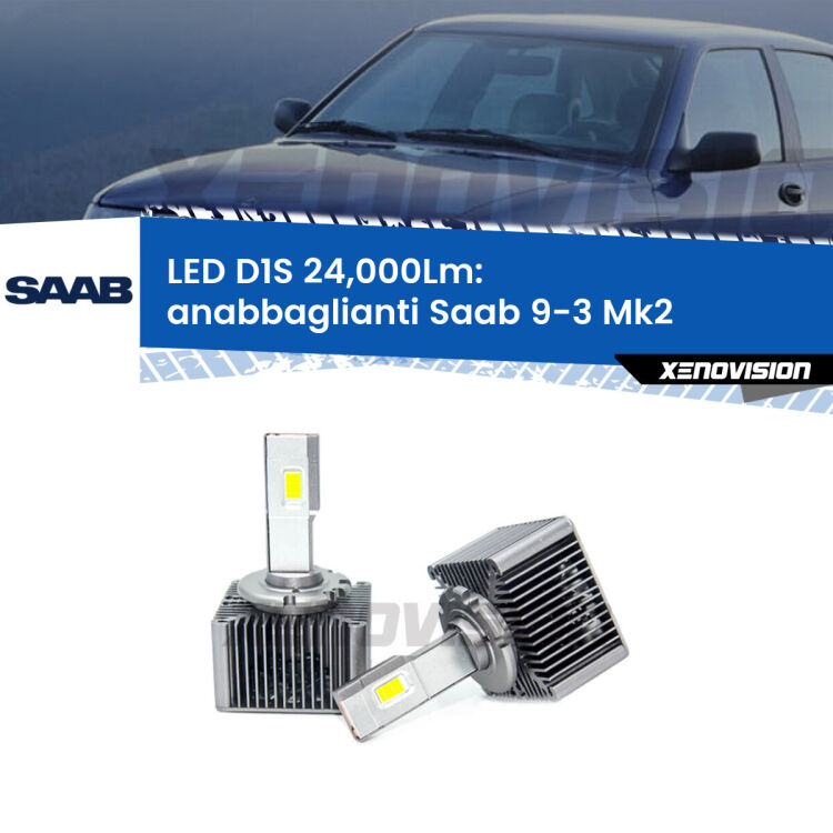<strong>Lampade conversione a LED specifiche per Saab 9-3</strong> Mk2 2008 - 2015 con fari D1S xenon di serie. Lampade Canbus da 24.000Lumen, Qualità Massima.
