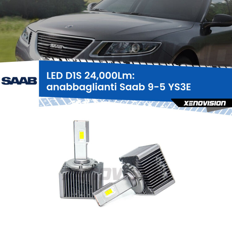 <strong>Lampade conversione a LED specifiche per Saab 9-5</strong> YS3E 1997 - 2010 con fari D1S xenon di serie. Lampade Canbus da 24.000Lumen, Qualità Massima.