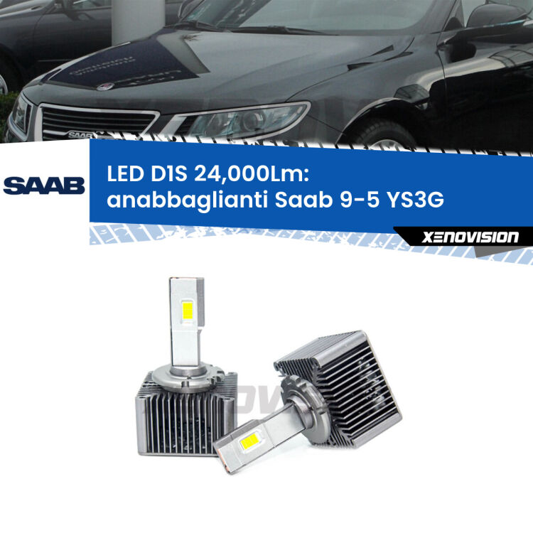<strong>Lampade conversione a LED specifiche per Saab 9-5</strong> YS3G 2010 - 2012 con fari D1S xenon di serie. Lampade Canbus da 24.000Lumen, Qualità Massima.