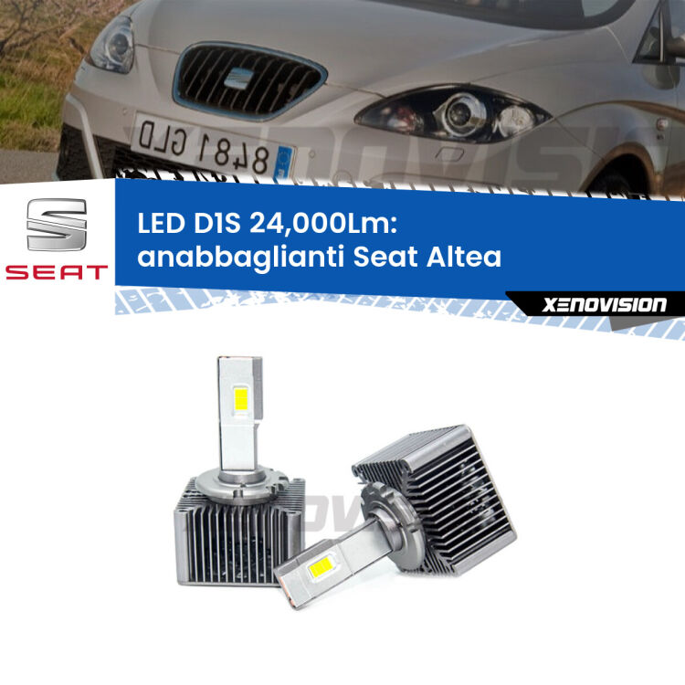 <strong>Lampade conversione a LED specifiche per Seat Altea</strong>  2004 - 2010 con fari D1S xenon di serie. Lampade Canbus da 24.000Lumen, Qualità Massima.