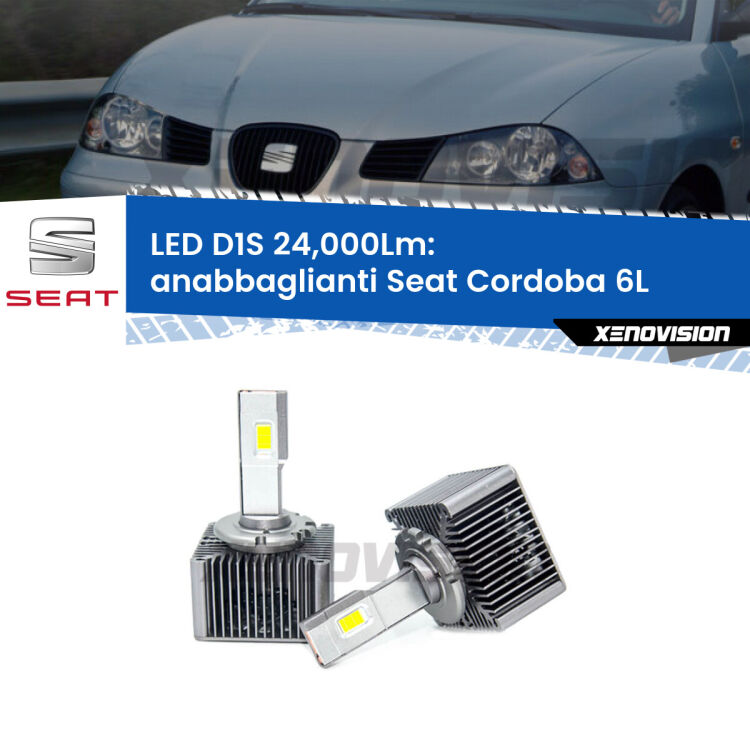 <strong>Lampade conversione a LED specifiche per Seat Cordoba</strong> 6L 2002 - 2009 con fari D1S xenon di serie. Lampade Canbus da 24.000Lumen, Qualità Massima.