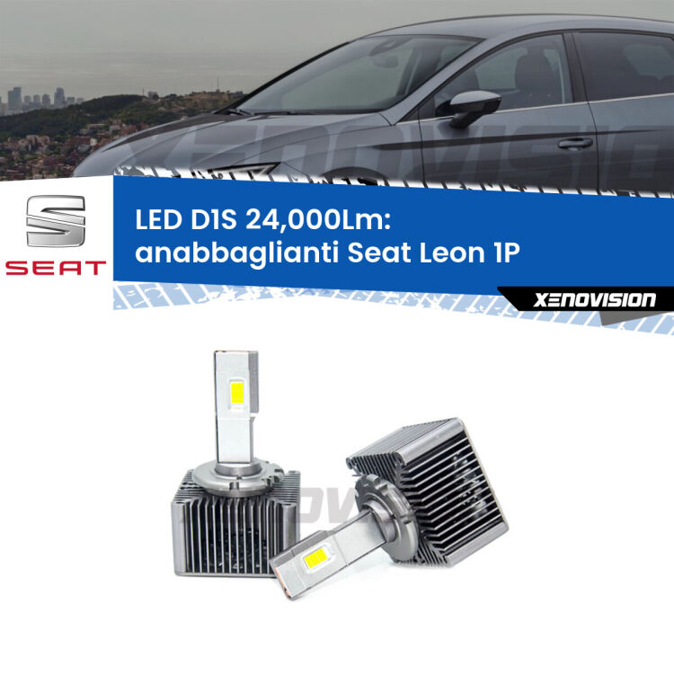 Anabbaglianti LED D1S 24,000Lm per Seat Leon 1P 2005 - 2012 <strong>Lampade conversione a LED specifiche per Seat Leon</strong> 1P 2005 - 2012 con fari D1S xenon di serie. Lampade Canbus da 24.000Lumen, Qualità Massima.