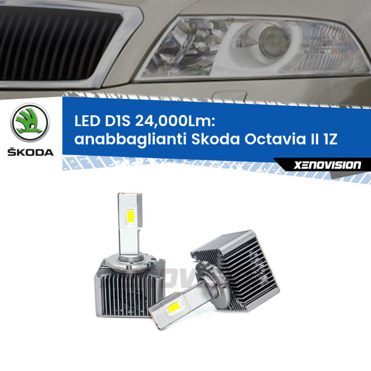 Anabbaglianti LED D1S 24,000Lm per Skoda Octavia II 1Z 2004 - 2013 <strong>Lampade conversione a LED specifiche per Skoda Octavia II</strong> 1Z 2004 - 2013 con fari D1S xenon di serie. Lampade Canbus da 24.000Lumen, Qualità Massima.