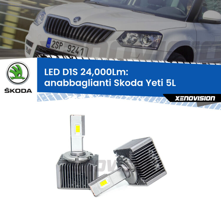 <strong>Lampade conversione a LED specifiche per Skoda Yeti</strong> 5L 2009 - 2013 con fari D1S xenon di serie. Lampade Canbus da 24.000Lumen, Qualità Massima.