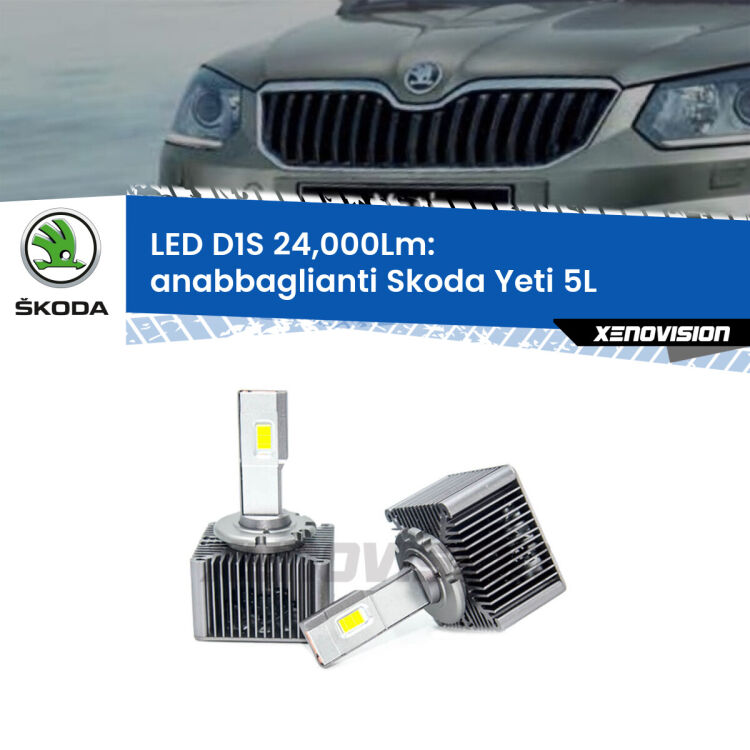 Anabbaglianti LED D1S 24,000Lm per Skoda Yeti 5L 2009 - 2013 <strong>Lampade conversione a LED specifiche per Skoda Yeti</strong> 5L 2009 - 2013 con fari D1S xenon di serie. Lampade Canbus da 24.000Lumen, Qualità Massima.