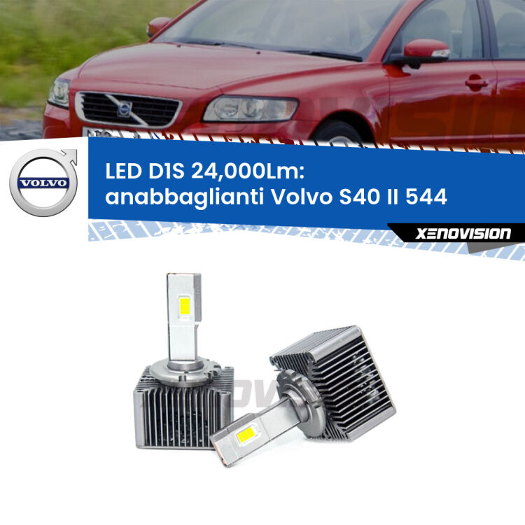<strong>Lampade conversione a LED specifiche per Volvo S40 II</strong> 544 2008 - 2012 con fari D1S xenon di serie. Lampade Canbus da 24.000Lumen, Qualità Massima.