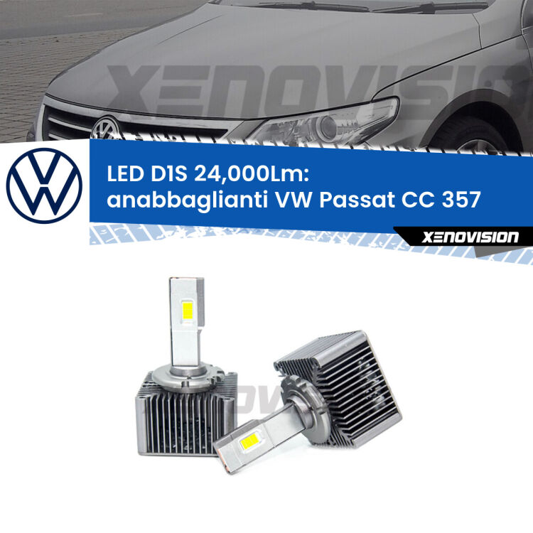<strong>Lampade conversione a LED specifiche per VW Passat CC</strong> 357 2008 - 2012 con fari D1S xenon di serie. Lampade Canbus da 24.000Lumen, Qualità Massima.