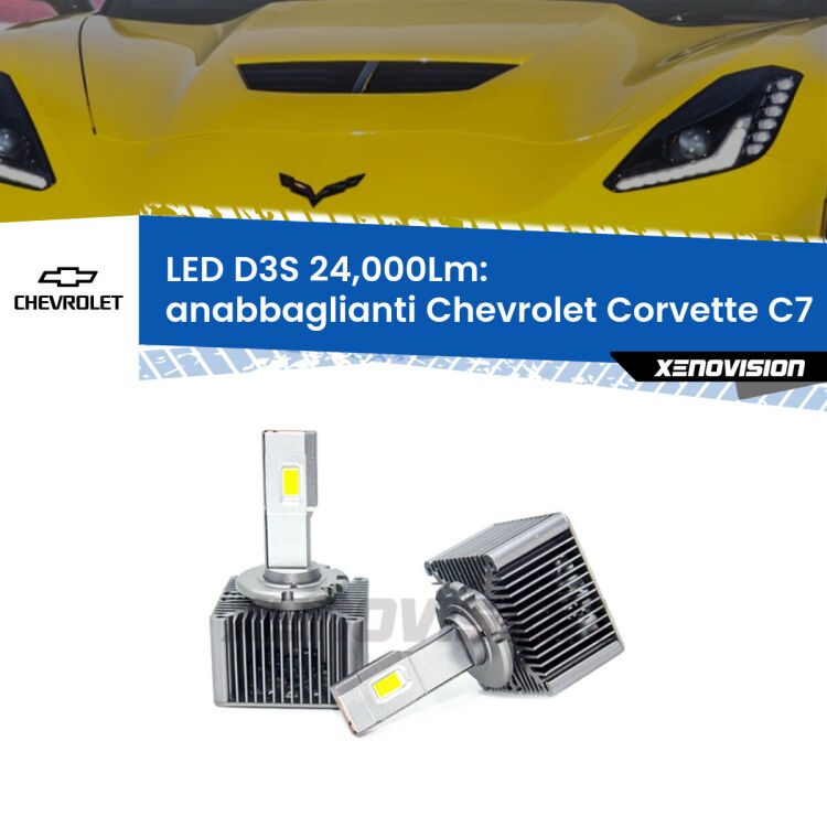 0 Anabbaglianti LED D3S per Chevrolet Corvette C7 2013 - 2019 24,000Lumen Canbus <strong>Kit trasformazione a LED per fari xenon di serie Chevrolet Corvette</strong> C7 2013 - 2019. Lampade <strong>D3S</strong> Plug&Play no-errori 24.000Lumen da Xenovision.