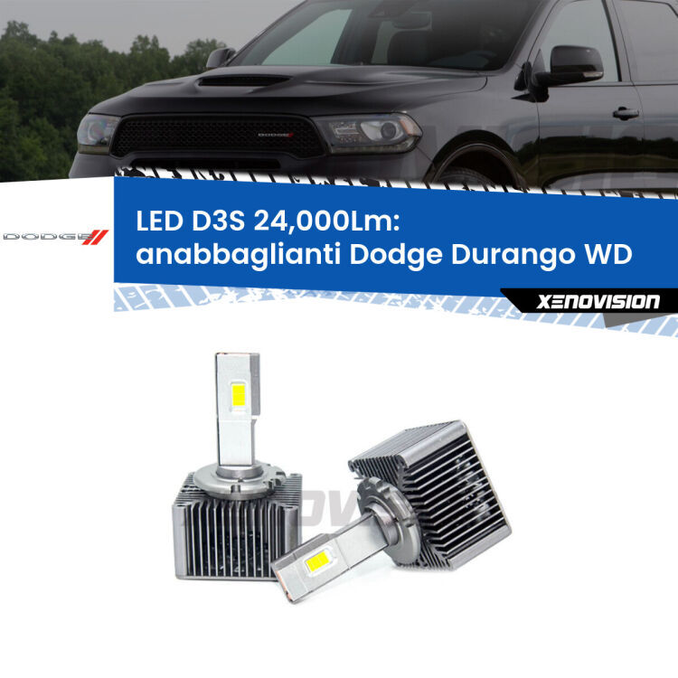 <strong>Kit trasformazione a LED per fari xenon di serie Dodge Durango</strong> WD 2010 - 2015. Lampade <strong>D3S</strong> Plug&Play no-errori 24.000Lumen da Xenovision.