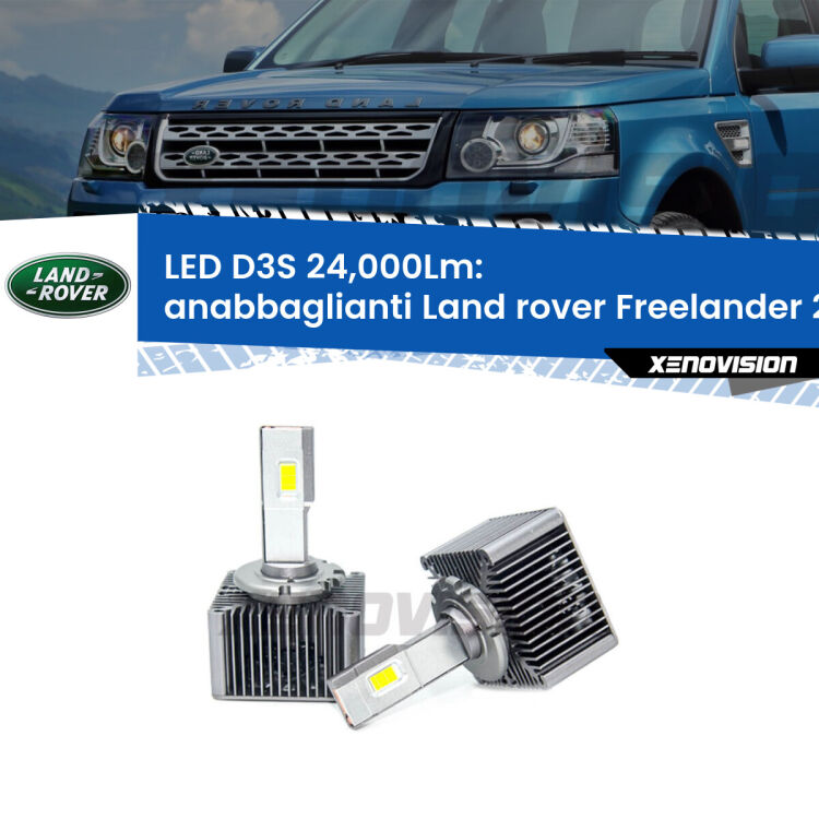 <strong>Kit trasformazione a LED per fari xenon di serie Land rover Freelander 2</strong> L359 2013 - 2014. Lampade <strong>D3S</strong> Plug&Play no-errori 24.000Lumen da Xenovision.