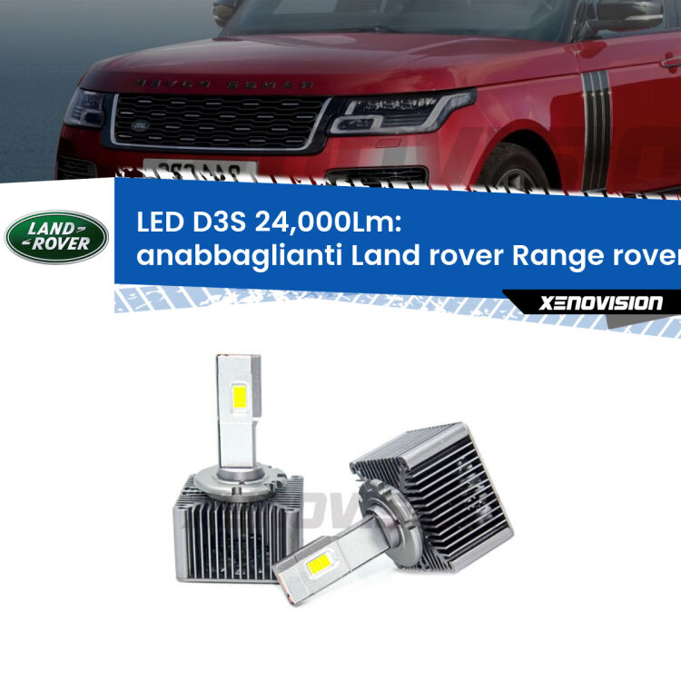 <strong>Kit trasformazione a LED per fari xenon di serie Land rover Range rover IV</strong> L405 2012 in poi. Lampade <strong>D3S</strong> Plug&Play no-errori 24.000Lumen da Xenovision.