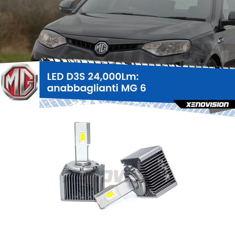 0 Anabbaglianti LED D3S per MG 6  2010 in poi 24,000Lumen Canbus <strong>Kit trasformazione a LED per fari xenon di serie MG 6</strong>  2010 in poi. Lampade <strong>D3S</strong> Plug&Play no-errori 24.000Lumen da Xenovision.