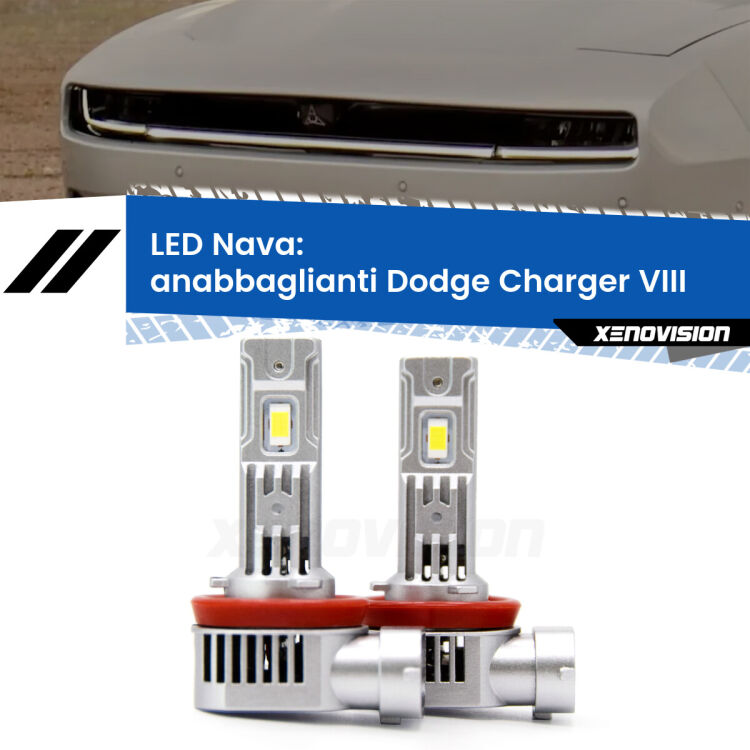 Anabbaglianti LED Dodge Charger VIII 2024 in poi: Nava 20,000Lm <strong>Anabbaglianti LED no-spie per Dodge Charger</strong> VIII 2024 in poi. Coppia lampade <strong>H11</strong>/H9/H8/H16(JP) modello Nava canbus, raffreddate a ventola.