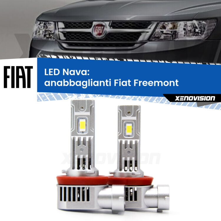 0 Anabbaglianti LED Fiat Freemont 2011 - 2016: Nava 20,000Lm <strong>Anabbaglianti LED no-spie per Fiat Freemont</strong> 2011 - 2016. Coppia lampade <strong>H11</strong>/H9/H8/H16(JP) modello Nava canbus, raffreddate a ventola.