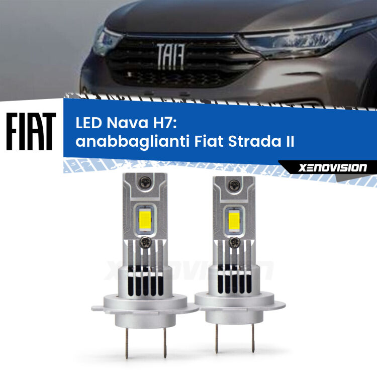 0 Anabbaglianti LED Fiat Strada II 2º restyling: H7 Nava <strong>Anabbaglianti LED no-spie per Fiat Strada</strong> II 2º restyling. Coppia lampade <strong>H7</strong> modello Nava canbus, raffreddate a ventola.