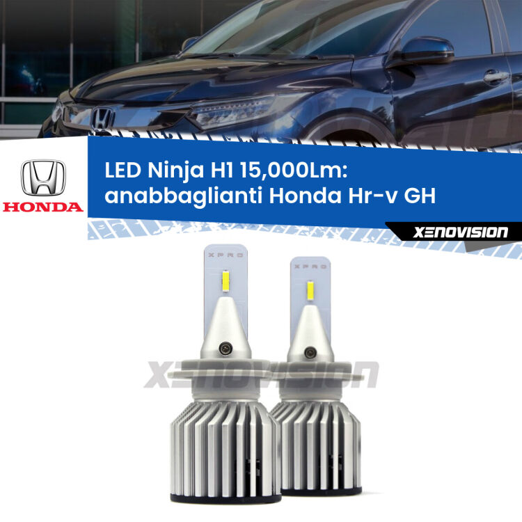 <strong>Kit anabbaglianti LED specifico per Honda Hr-v</strong> GH 1998 - 2012. Lampade <strong>H1</strong> Canbus da 15.000Lumen di luminosità modello Ninja Xenovision.