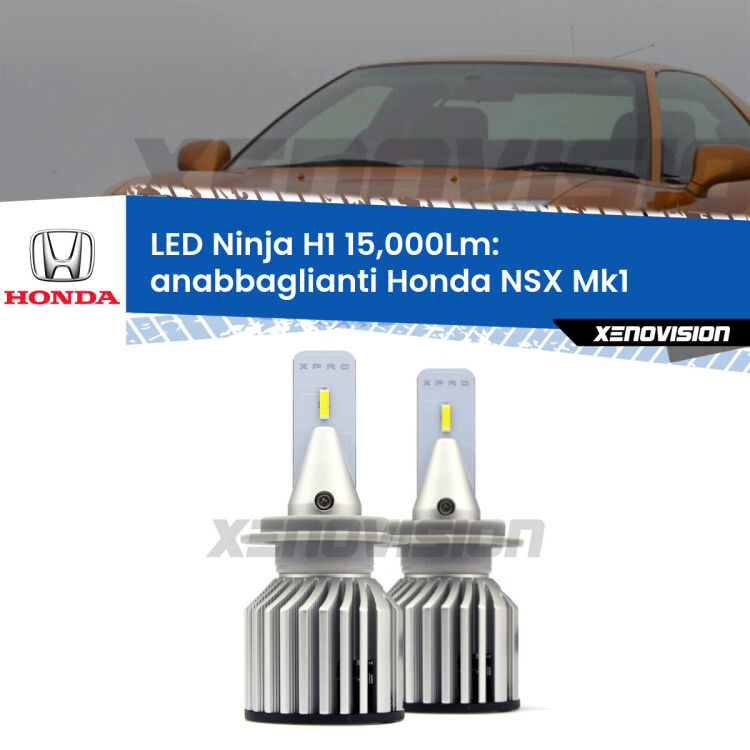 <strong>Kit anabbaglianti LED specifico per Honda NSX</strong> Mk1 1990 - 2000. Lampade <strong>H1</strong> Canbus da 15.000Lumen di luminosità modello Ninja Xenovision.
