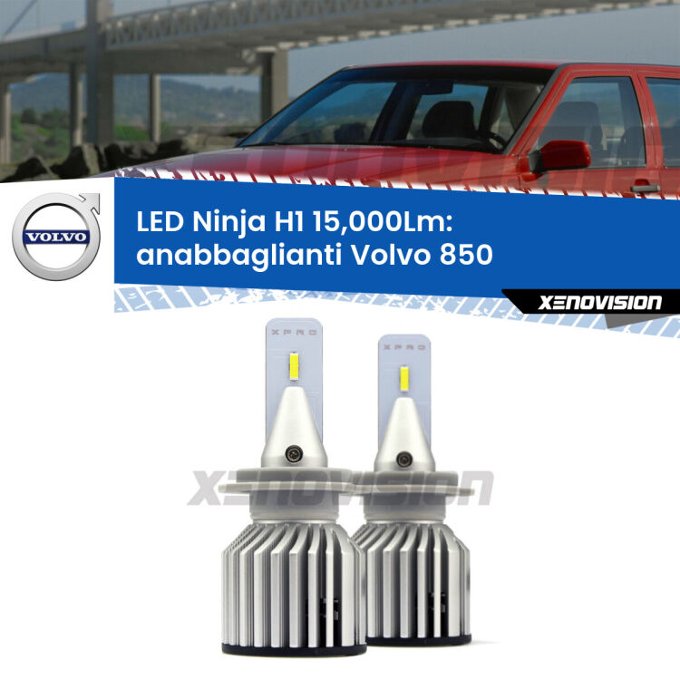 <strong>Kit anabbaglianti LED specifico per Volvo 850</strong>  a parabola doppia. Lampade <strong>H1</strong> Canbus da 15.000Lumen di luminosità modello Ninja Xenovision.