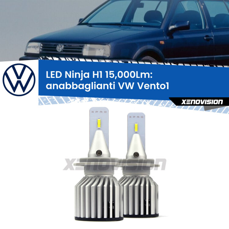 <strong>Kit anabbaglianti LED specifico per VW Vento1</strong>  a parabola doppia. Lampade <strong>H1</strong> Canbus da 15.000Lumen di luminosità modello Ninja Xenovision.