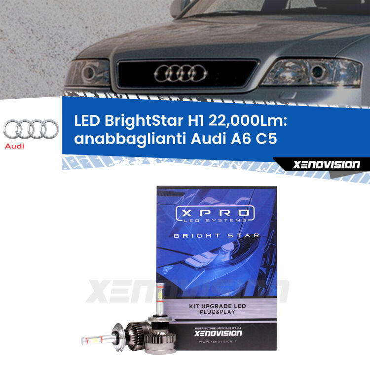 <strong>Kit LED anabbaglianti per Audi A6</strong> C5 1997 - 2001. </strong>Due lampade Canbus H1 Brightstar da 22,000 Lumen. Qualità Massima.