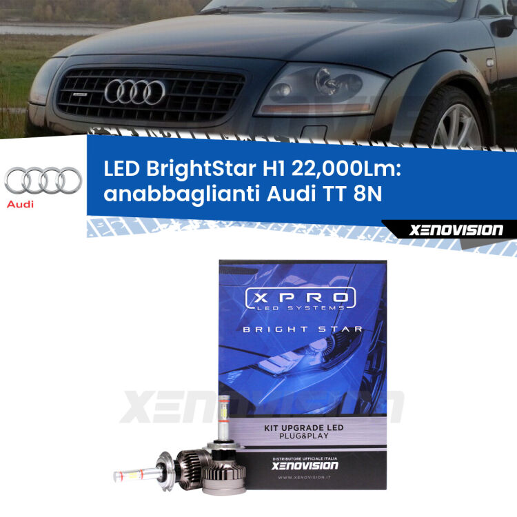 <strong>Kit LED anabbaglianti per Audi TT</strong> 8N 1998 - 2006. </strong>Due lampade Canbus H1 Brightstar da 22,000 Lumen. Qualità Massima.