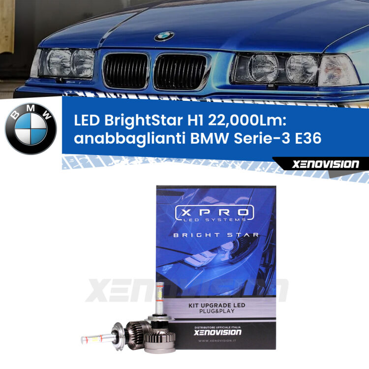 <strong>Kit LED anabbaglianti per BMW Serie-3</strong> E36 1990 - 1994. </strong>Due lampade Canbus H1 Brightstar da 22,000 Lumen. Qualità Massima.