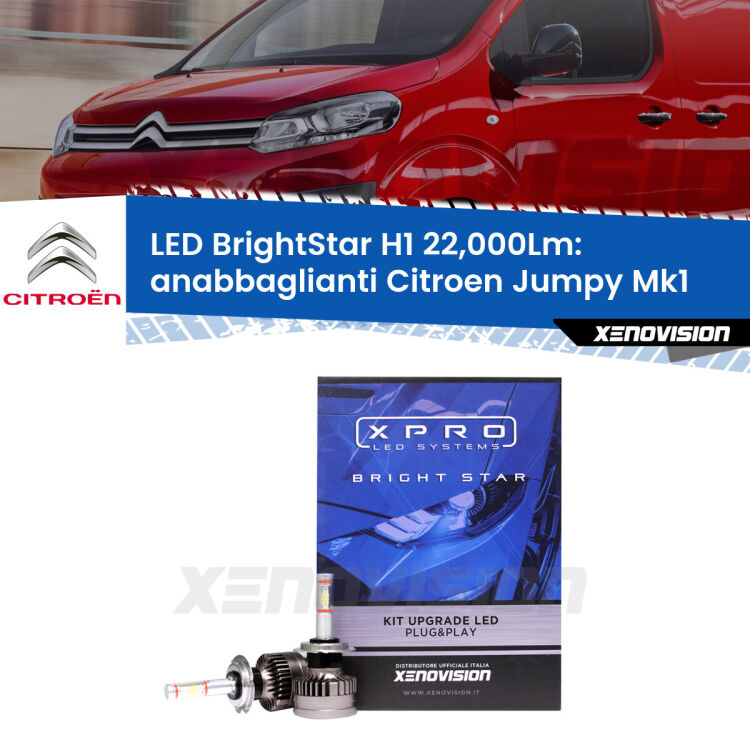 <strong>Kit LED anabbaglianti per Citroen Jumpy</strong> Mk1 1994 - 2005. </strong>Due lampade Canbus H1 Brightstar da 22,000 Lumen. Qualità Massima.