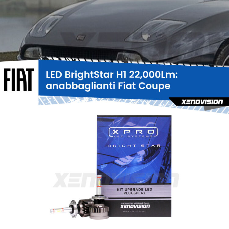 0 Anabbaglianti LED H1 22,000Lm per Fiat Coupe 1993 - 2000 <strong>Kit LED anabbaglianti per Fiat Coupe</strong> 1993 - 2000. </strong>Due lampade Canbus H1 Brightstar da 22,000 Lumen. Qualità Massima.